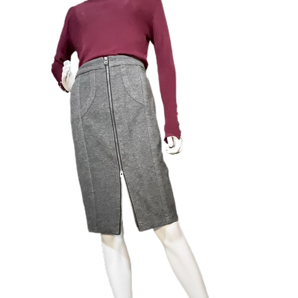 ANTHROGOLOGIE Shades of Grey by Micah Cohen Front Zipper Gray Pencil Skirt Small - Picture 2 of 13